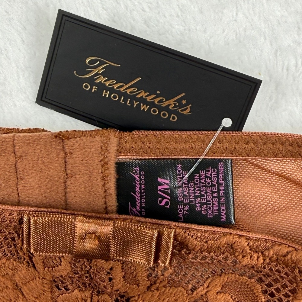 NWT Fredericks of Hollywood Jessica Lace Garter‎ Belt Brown S M - Picture 2 of 6